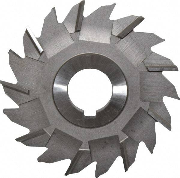 Made in USA - 4" Diam x 5/16" Width of Cut, 18 Teeth, High Speed Steel Side Milling Cutter - Staggered Teeth, Uncoated - Benchmark Tooling