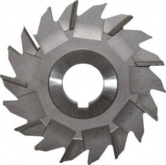 Made in USA - 4" Diam x 5/16" Width of Cut, 18 Teeth, High Speed Steel Side Milling Cutter - Staggered Teeth, Uncoated - Benchmark Tooling