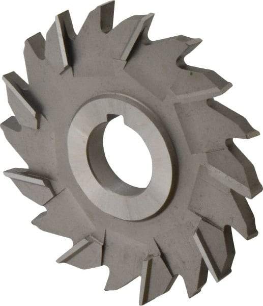 Made in USA - 4" Diam x 3/8" Width of Cut, 18 Teeth, High Speed Steel Side Milling Cutter - Staggered Teeth, Uncoated - Benchmark Tooling