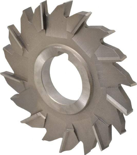 Made in USA - 4" Diam x 3/8" Width of Cut, 18 Teeth, High Speed Steel Side Milling Cutter - Staggered Teeth, Uncoated - Benchmark Tooling