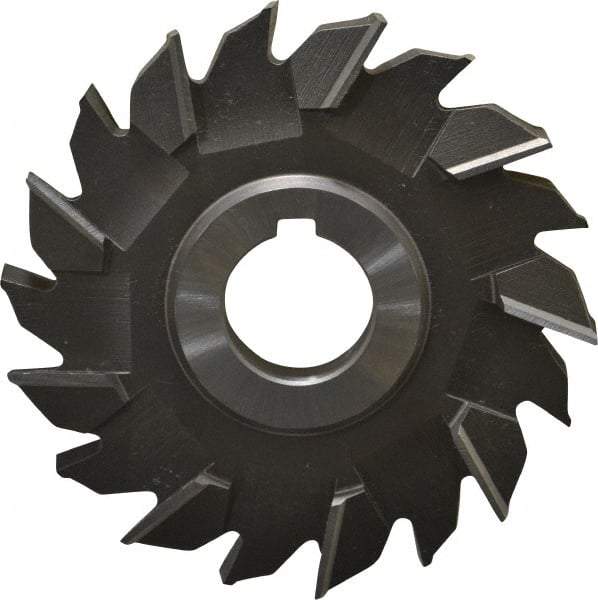 Made in USA - 4" Diam x 1/2" Width of Cut, 18 Teeth, High Speed Steel Side Milling Cutter - Staggered Teeth, Uncoated - Benchmark Tooling