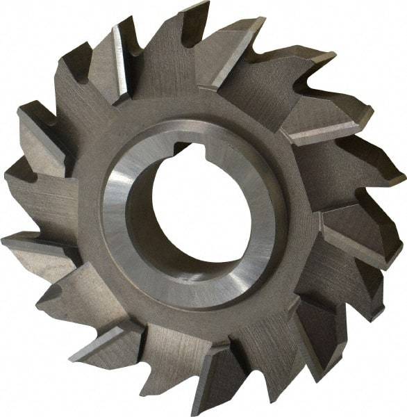 Made in USA - 4" Diam x 3/4" Width of Cut, 18 Teeth, High Speed Steel Side Milling Cutter - Staggered Teeth, Uncoated - Benchmark Tooling