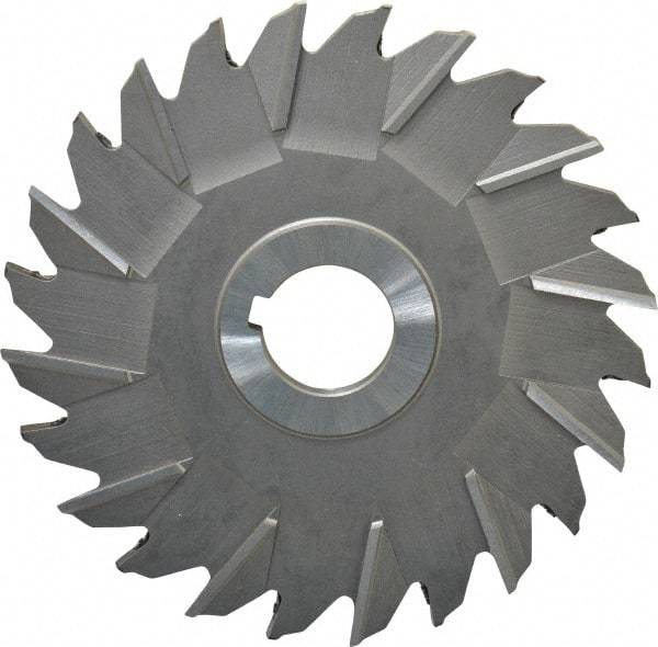 Made in USA - 5" Diam x 1/4" Width of Cut, 24 Teeth, High Speed Steel Side Milling Cutter - Staggered Teeth, Uncoated - Benchmark Tooling