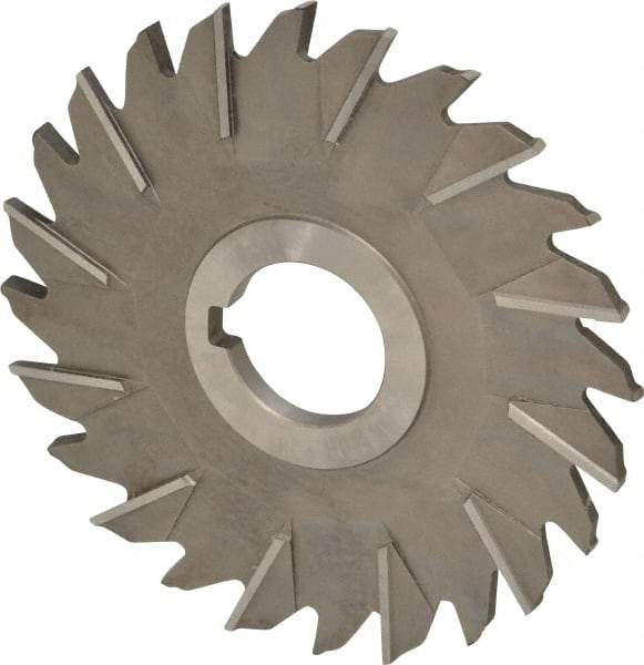 Made in USA - 5" Diam x 1/4" Width of Cut, 24 Teeth, High Speed Steel Side Milling Cutter - Staggered Teeth, Uncoated - Benchmark Tooling