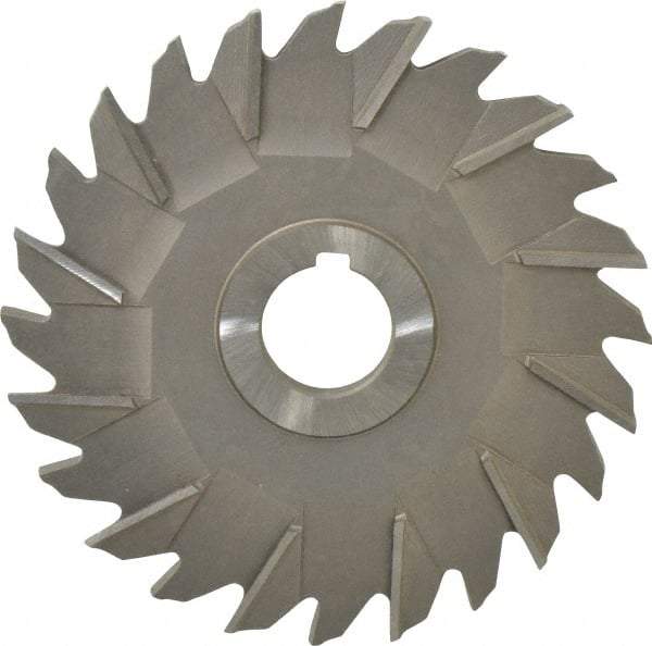 Made in USA - 5" Diam x 5/16" Width of Cut, 24 Teeth, High Speed Steel Side Milling Cutter - Staggered Teeth, Uncoated - Benchmark Tooling