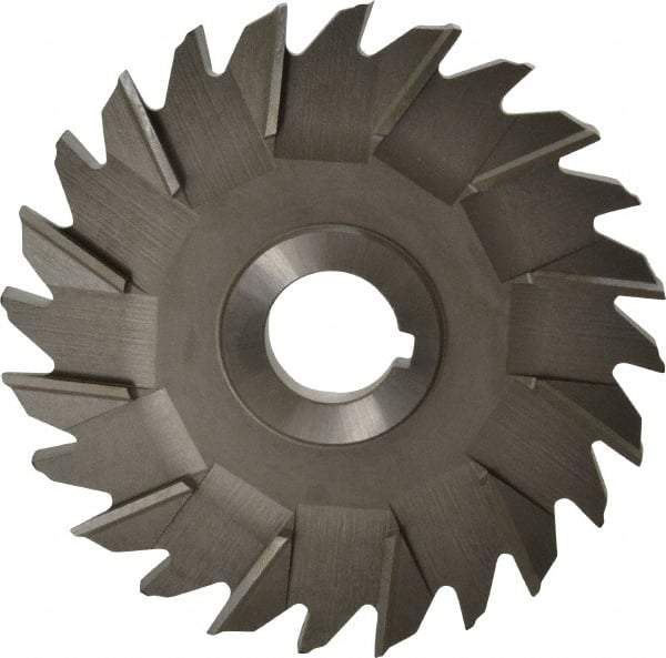 Made in USA - 5" Diam x 3/8" Width of Cut, 24 Teeth, High Speed Steel Side Milling Cutter - Staggered Teeth, Uncoated - Benchmark Tooling