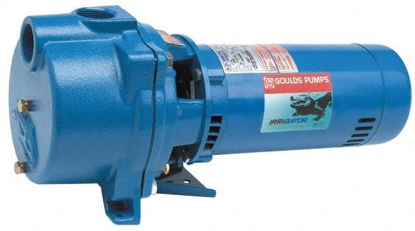 Goulds Pumps - 115/230 Volt, 16.2/8.1 Amp, 1 Phase, 1 HP, Self Priming Centrifugal Pump - 48J Frame, 1-1/2 Inch Inlet, 60 Max GPM, ODP Motor, Cast Iron Housing, Noryl Impeller, 118 Ft. Shut Off, Carbon Ceramic Mechanical Seal - Benchmark Tooling