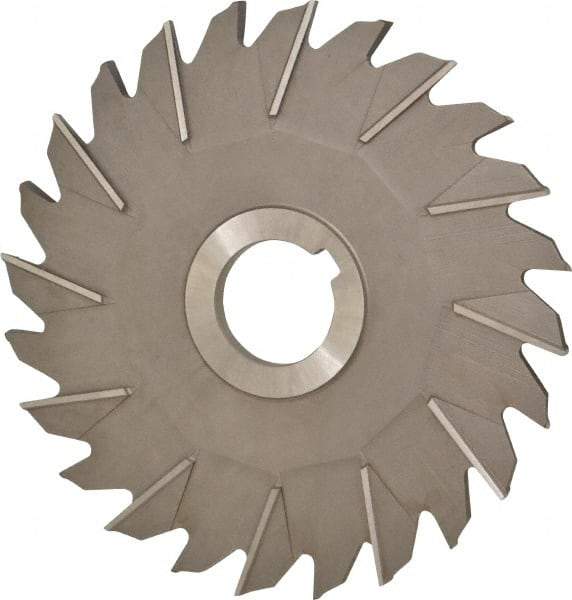 Made in USA - 6" Diam x 1/4" Width of Cut, 24 Teeth, High Speed Steel Side Milling Cutter - Staggered Teeth, Uncoated - Benchmark Tooling