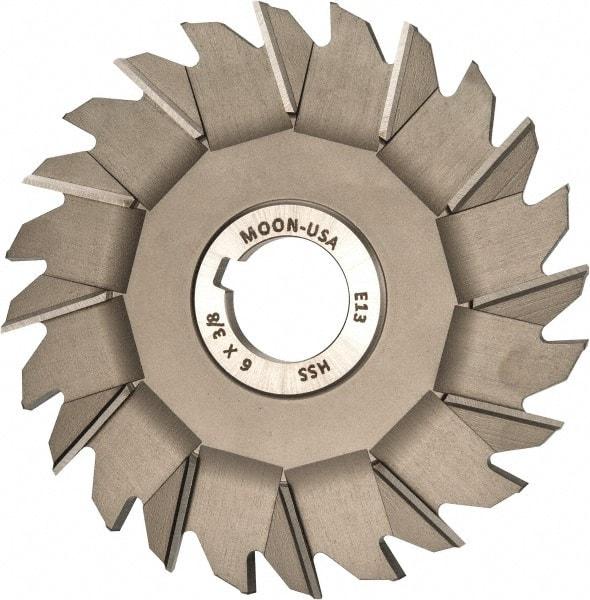 Made in USA - 6" Diam x 3/8" Width of Cut, 24 Teeth, High Speed Steel Side Milling Cutter - Staggered Teeth, Uncoated - Benchmark Tooling