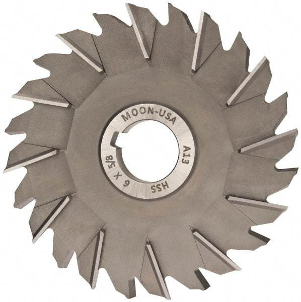 Made in USA - 6" Diam x 5/8" Width of Cut, 24 Teeth, High Speed Steel Side Milling Cutter - Staggered Teeth, Uncoated - Benchmark Tooling