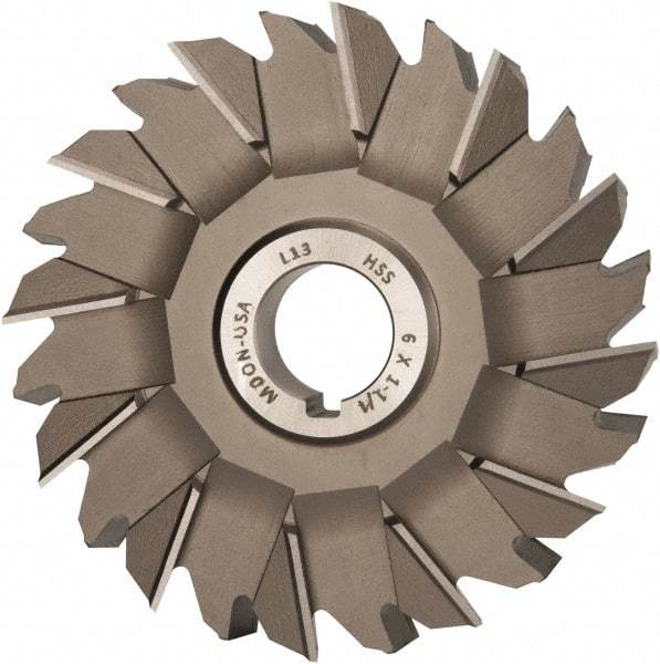 Made in USA - 6" Diam x 1-1/4" Width of Cut, 24 Teeth, High Speed Steel Side Milling Cutter - Staggered Teeth, Uncoated - Benchmark Tooling