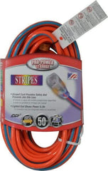 Southwire - 50', 12/3 Gauge/Conductors, Orange/Blue Outdoor Extension Cord - 1 Receptacle, 15 Amps, 125 VAC, UL SJTW, NEMA 5-15P, 5-15R - Benchmark Tooling