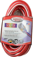 Southwire - 50', 12/3 Gauge/Conductors, Red/White Outdoor Extension Cord - 1 Receptacle, 15 Amps, 125 VAC, UL SJTW, NEMA 5-15P, 5-15R - Benchmark Tooling