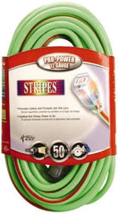 Southwire - 50', 12/3 Gauge/Conductors, Green/Red Outdoor Extension Cord - 1 Receptacle, 15 Amps, 125 VAC, UL SJTW, NEMA 5-15P, 5-15R - Benchmark Tooling