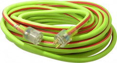 Southwire - 50', 10/3 Gauge/Conductors, Green/Red Outdoor Extension Cord - 1 Receptacle, 15 Amps, 125 VAC, UL SJTW, NEMA 5-15P, 5-15R - Benchmark Tooling