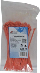 Made in USA - 7.562" Long Orange Nylon Standard Cable Tie - 50 Lb Tensile Strength, 1.32mm Thick, 2" Max Bundle Diam - Benchmark Tooling