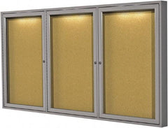 Ghent - 36" Wide x 24" High Enclosed Cork Bulletin Board - Natural Cork, Aluminum Frame - Benchmark Tooling