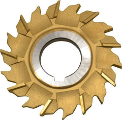 Made in USA - 3" Diam x 1/4" Width of Cut, 18 Teeth, High Speed Steel Side Milling Cutter - Staggered Teeth, TiN Coated - Benchmark Tooling