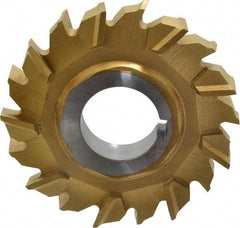 Made in USA - 3" Diam x 1/2" Width of Cut, 18 Teeth, High Speed Steel Side Milling Cutter - Staggered Teeth, TiN Coated - Benchmark Tooling