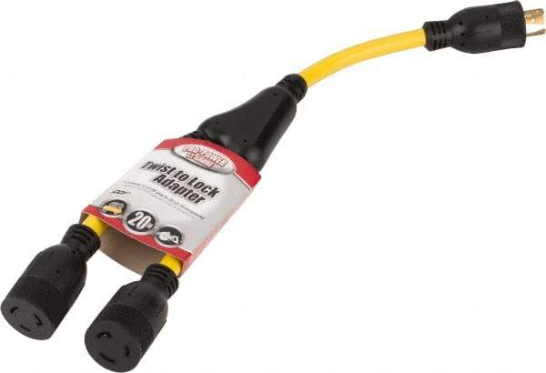 Southwire - 2 Outlets, 125 VAC, 20 Amp, Yellow and Black, Y Adapter - L5-20P, L5-20R NEMA Configuration, 20 Inch Long, UL Listed - Benchmark Tooling