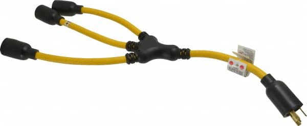 Southwire - 3 Outlets, 125 VAC, 20 Amp, Yellow and Black, W Adapter - L5-20P, L5-20R NEMA Configuration, 20 Inch Long, UL Listed - Benchmark Tooling