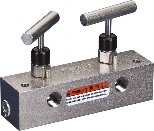 Enerpac - 3/8" Inlet, 3/8" Outlet Manifold - 6" Long x 1.63" Wide x 4.16" High, 150°F Max, 1 Inlet Port, 4 Outlet Ports - Benchmark Tooling