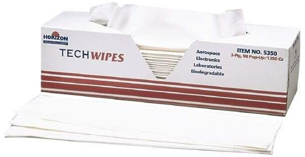 Ability One - Flat Fold Clean Room/Lab/Critical Task Wipes - 16-1/2" x 15" Sheet Size, White - Benchmark Tooling