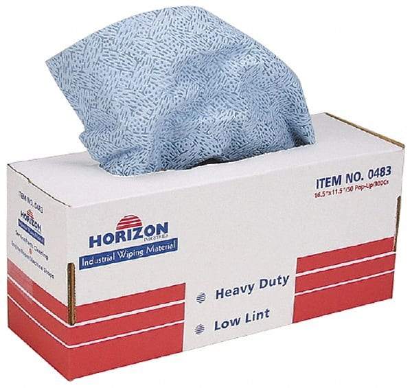 Ability One - Flat Fold Shop Towel/Industrial Wipes - 16-1/2" x 11-1/2" Sheet Size, Blue - Benchmark Tooling