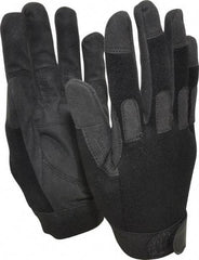 Ability One - Size L (9) Nylon/Spandura Anti-Vibration/Impact Protection Work Gloves - For Mechanic's & Lifting, Uncoated, Hook & Loop Cuff, Full Fingered, Black, Paired - Benchmark Tooling
