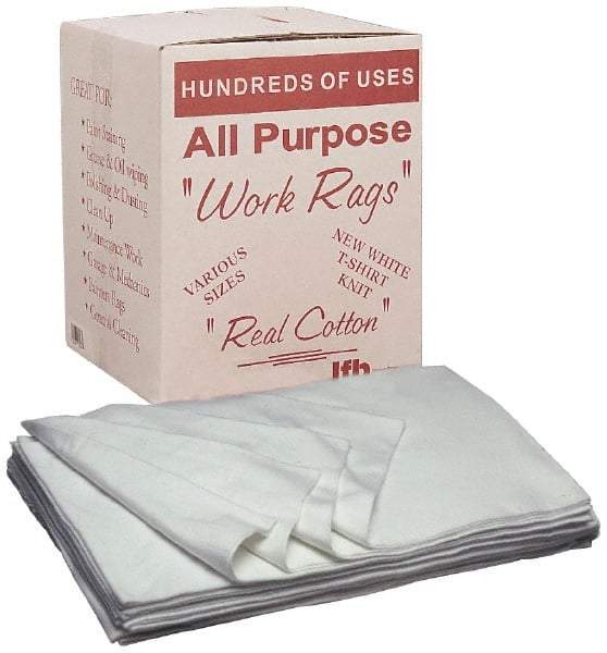 Ability One - 9 Inch Long x 11-1/2 Inch Wide Cotton Rags - White, Box - Benchmark Tooling