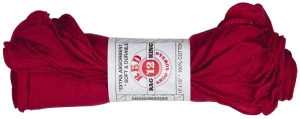 Ability One - 16 Inch Long x 15 Inch Wide Cotton Shop Cloths - Red - Benchmark Tooling