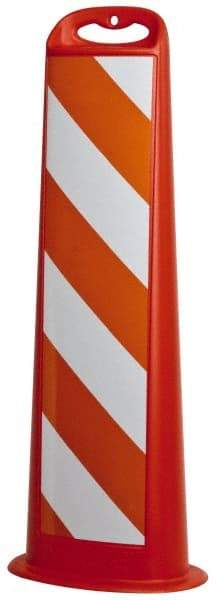 PRO-SAFE - 39" High x 8" Wide Reflective Vertical Panel - Plastic, 3.4 Lbs, White/Orange - Benchmark Tooling