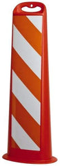 PRO-SAFE - 39" High x 8" Wide Reflective Vertical Panel - Plastic, 3.4 Lbs, White/Orange - Benchmark Tooling