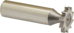 Made in USA - 3/4" Diam x 1/8" Face Width, High Speed Steel, 10 Teeth, Shank Connection Woodruff Keyseat Cutter - Uncoated, 2-1/8" OAL x 1/2" Shank, Straight Teeth, ANSI 406, Old Standard 7 - Benchmark Tooling