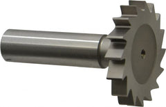 Made in USA - 1-1/2" Diam x 1/4" Face Width, High Speed Steel, 16 Teeth, Shank Connection Woodruff Keyseat Cutter - Uncoated, 2-1/4" OAL x 1/2" Shank, Straight Teeth, ANSI 812, Old Standard 24 - Benchmark Tooling