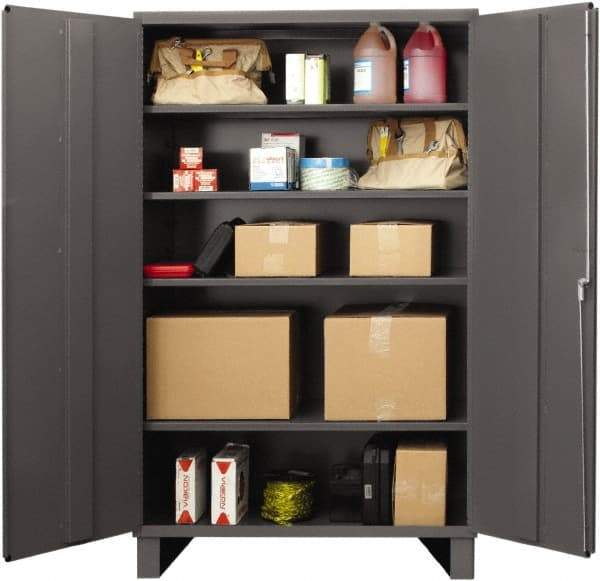 Durham - 4 Shelf Locking Storage Cabinet - Steel, 48" Wide x 24" Deep x 72" High, Gray - Benchmark Tooling