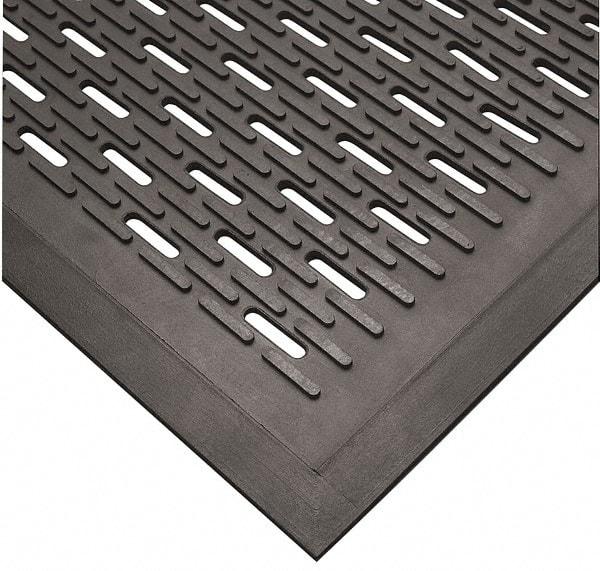 Wearwell - 5 Ft. Long x 3 Ft. Wide, Natural Rubber Surface, Raised Bars and Scrapers (Reversible) Entrance Matting - 5/16 Inch Thick, Outdoor, SBR Rubber, Black, Series 224 - Benchmark Tooling