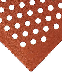 Wearwell - 3' Long, Dry/Wet Environment, Anti-Fatigue Matting - Terra Cotta, Nitrile Blend with Nitrile Rubber Base, Beveled on 4 Sides - Benchmark Tooling