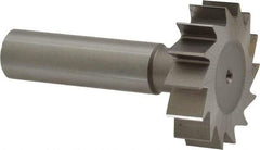 Made in USA - 1-3/8" Diam x 3/8" Face Width, High Speed Steel, 14 Teeth, Shank Connection Woodruff Keyseat Cutter - Uncoated, 2-3/8" OAL x 1/2" Shank, Straight Teeth, ANSI 1211, Old Standard F - Benchmark Tooling