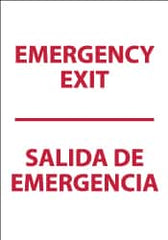 NMC - Emergency Exit, Plastic Exit Sign - 14" Wide x 20" High, English/Spanish - Benchmark Tooling
