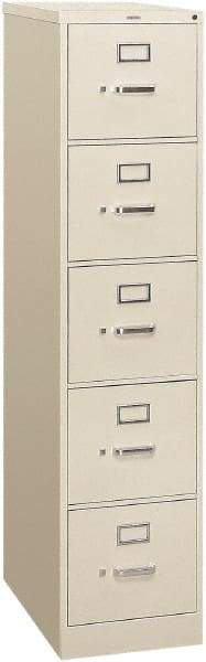 Hon - 15" Wide x 60" High x 26-1/2" Deep, 5 Drawer Vertical File - Steel, Light Gray - Benchmark Tooling