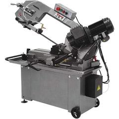 Jet - 8 x 14" Max Capacity, Manual Geared Head Horizontal Bandsaw - 135, 197 & 256 SFPM Blade Speed, 110/220 Volts, 45°, 1 hp, 1 Phase - Benchmark Tooling