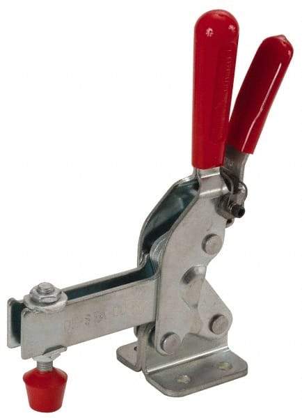 De-Sta-Co - 1,400 Lb Holding Capacity, Vertical Handle, Manual Hold Down Toggle Clamp - 66° Handle Movement, 78° Bar Opening, U-Bar, Flanged Base, Electro-Plated Zinc, Carbon Steel - Benchmark Tooling