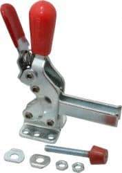 De-Sta-Co - 600 Lb Holding Capacity, Vertical Handle, Manual Hold Down Toggle Clamp - 66° Handle Movement, 75° Bar Opening, U-Bar, Flanged Base, Electro-Plated Zinc, Carbon Steel - Benchmark Tooling