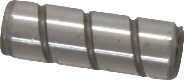 Jergens - 1/4" Diam x 3/4" Pin Length Alloy Steel Grooved Dowel Pin - C 47-58 & C 60-64 (Surface) Hardness, 1 Beveled & 1 Threaded End - Benchmark Tooling