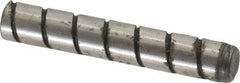 Jergens - 1/4" Diam x 1-1/2" Pin Length Alloy Steel Grooved Dowel Pin - C 47-58 & C 60-64 (Surface) Hardness, 1 Beveled & 1 Threaded End - Benchmark Tooling