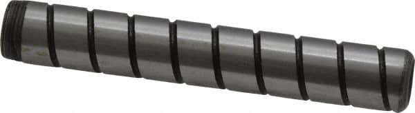 Jergens - 5/16" Diam x 2" Pin Length Alloy Steel Grooved Dowel Pin - C 47-58 & C 60-64 (Surface) Hardness, 1 Beveled & 1 Threaded End - Benchmark Tooling