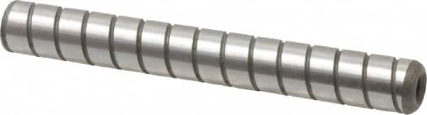 Jergens - 3/8" Diam x 3" Pin Length Alloy Steel Grooved Dowel Pin - C 47-58 & C 60-64 (Surface) Hardness, 1 Beveled & 1 Threaded End - Benchmark Tooling