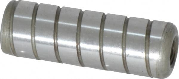 Jergens - 1/2" Diam x 1-1/2" Pin Length Alloy Steel Grooved Dowel Pin - C 47-58 & C 60-64 (Surface) Hardness, 1 Beveled & 1 Threaded End - Benchmark Tooling