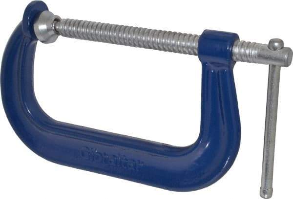 Gibraltar - Regular-Duty 6" Max Opening, 4-1/8" Throat Depth, Forged Steel Standard C-Clamp - 6,600 Lb Capacity, 0" Min Opening, Deep Throat - Benchmark Tooling